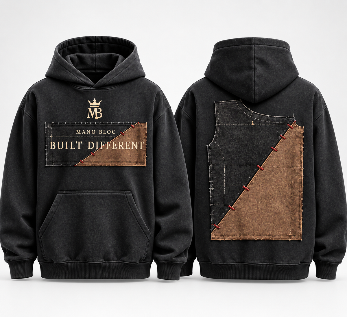 MANO BLOC Built Different Signature Hoodie front and back
