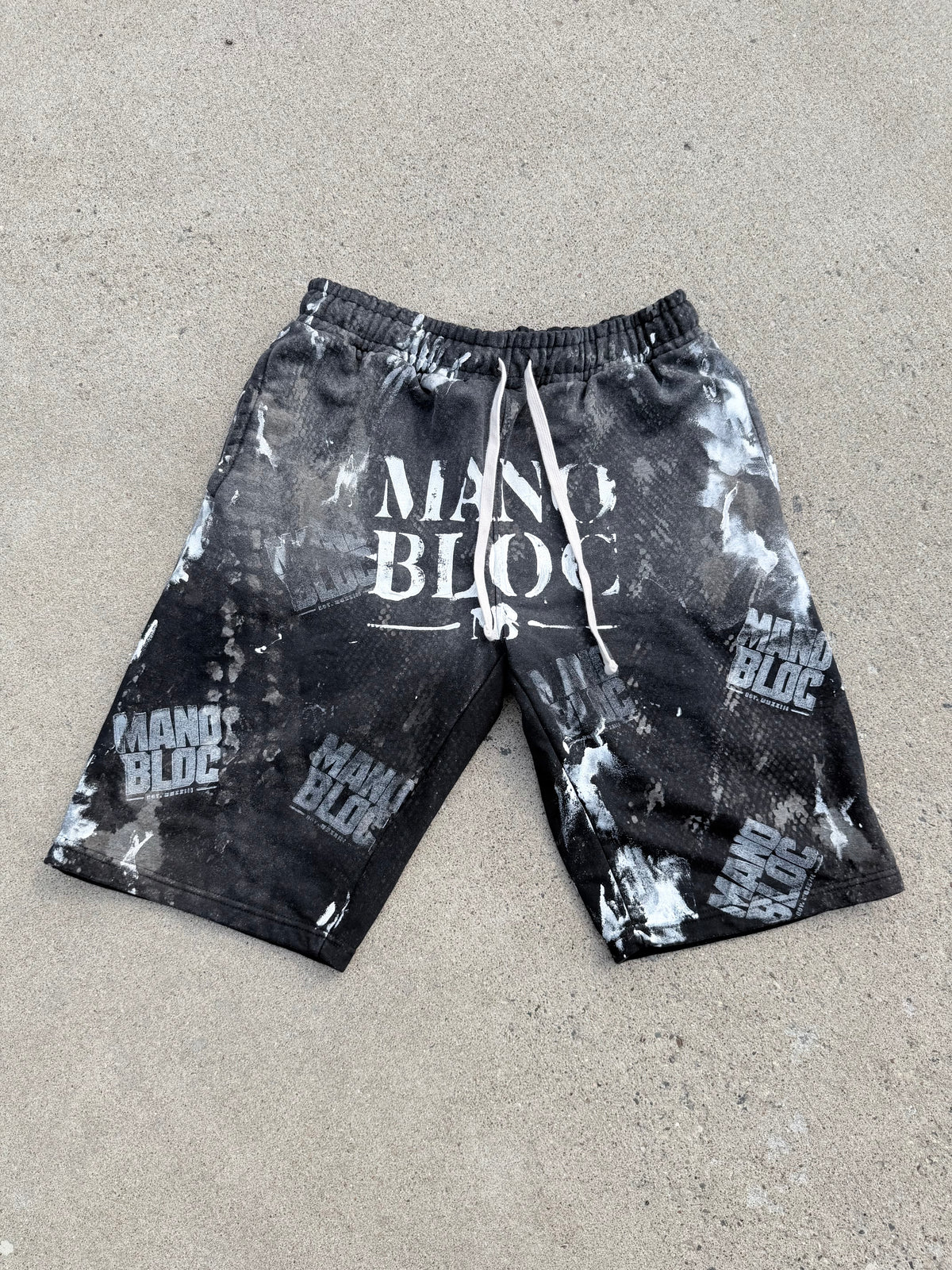 BLack, Bleach & Paint Custom Oversized Shorts